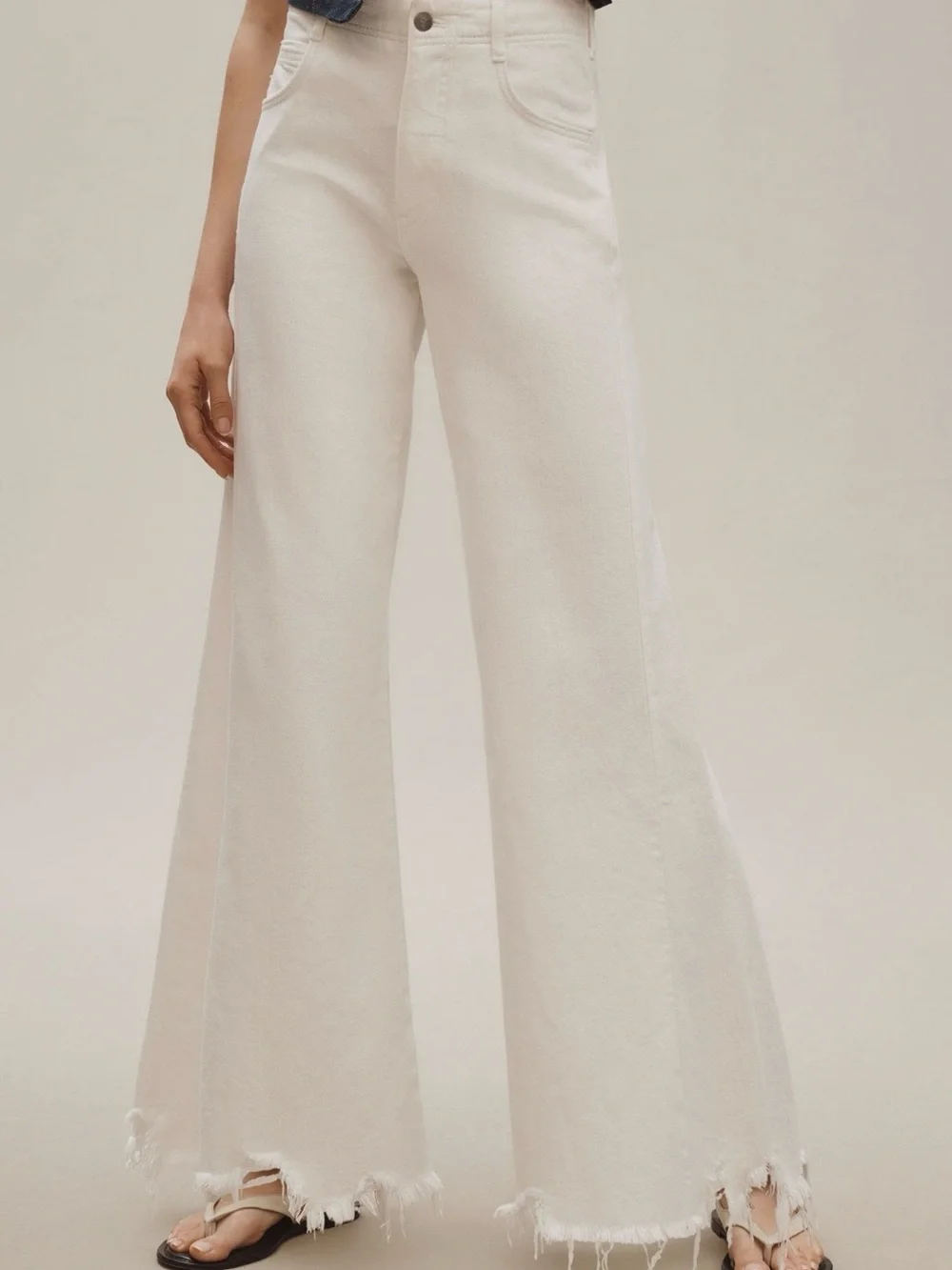 Pilcro Adi Mid-Rise Frayed Relax Flare Jeans